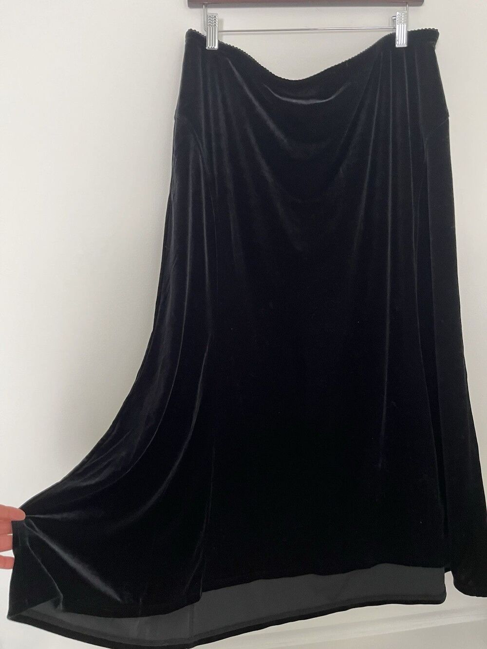 J Jill Stretch Black Velvet MIdi/Maxi Skirt XL Goth Whimsigoth Dark Romance